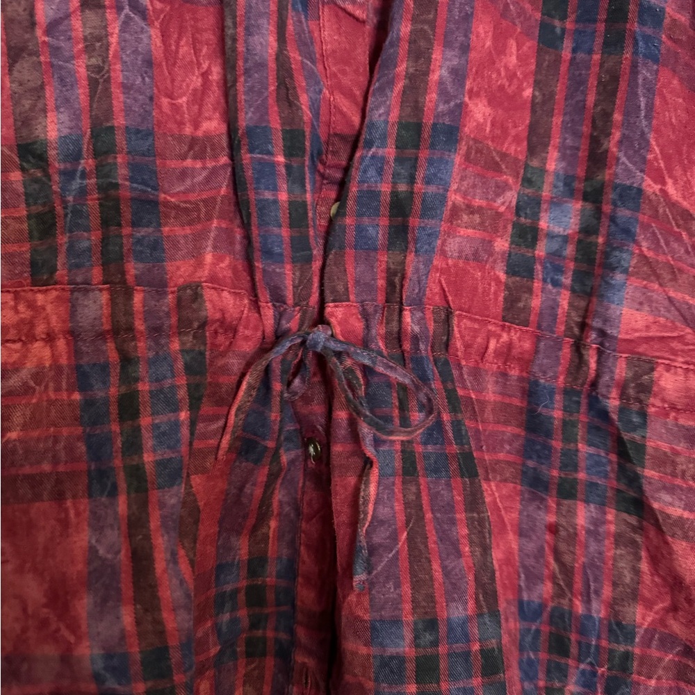 Red and Blue Plaid Button Up